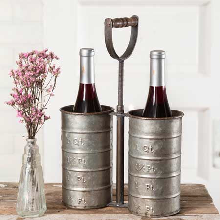Galvainized Metal Wine Bottle Caddy from One Cottage Way Farmhouse Decor