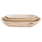 Carved oval wood bread bowls in 3 sizes from One Cottage Way