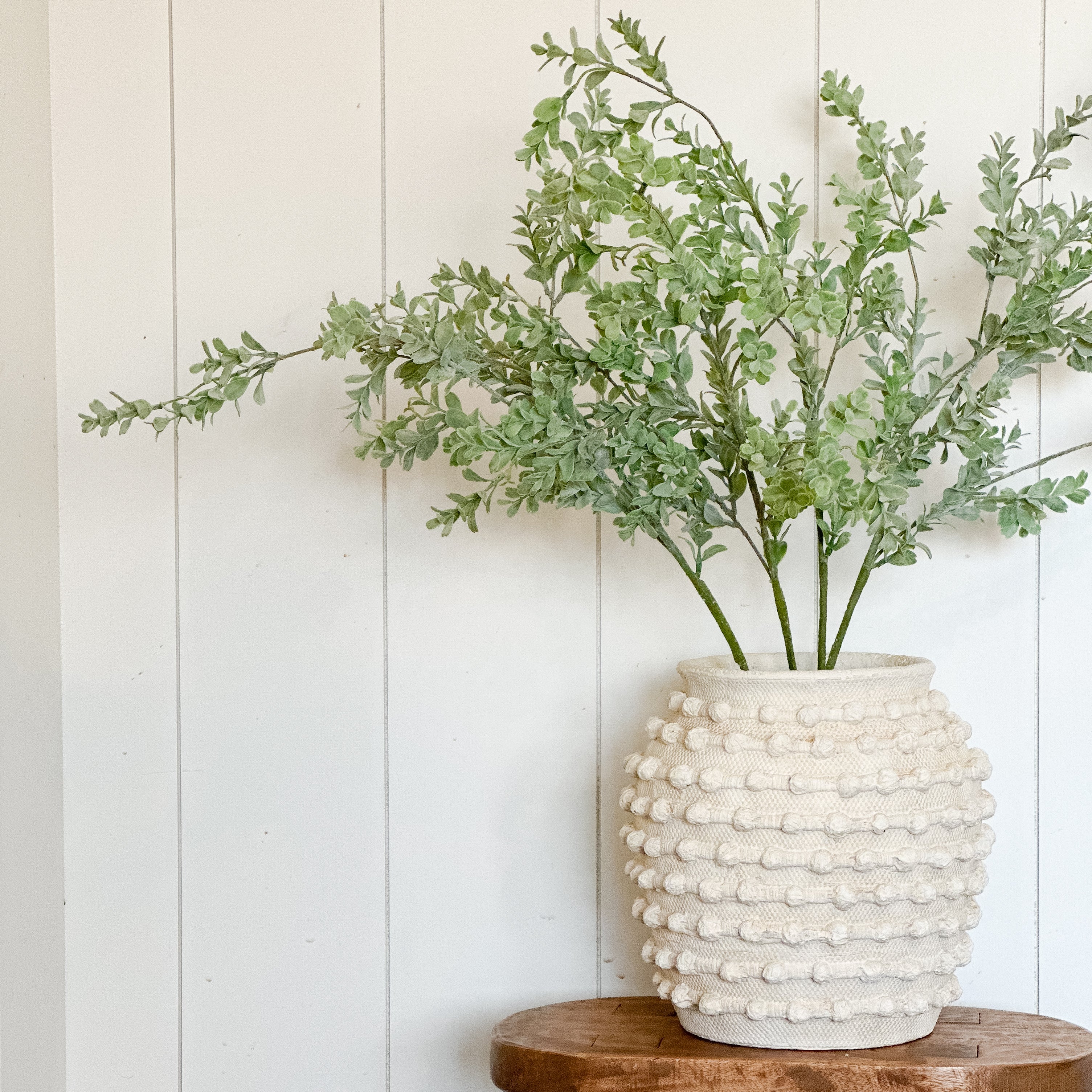 Faux thyme branches in our Ivory Textured Knot Vase