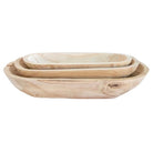 Carved oval wood bread bowls in 3 sizes from One Cottage Way 