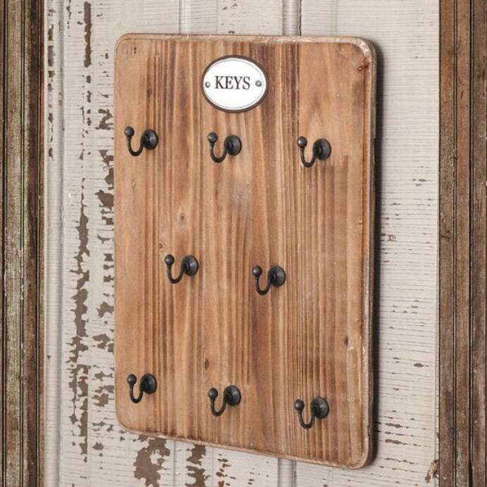 Wood Key Holder With Hooks from One Cottage Way